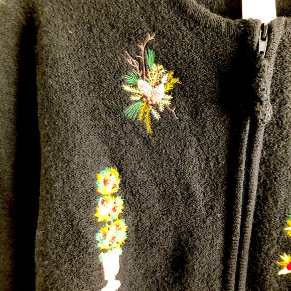 Susan Bristol black Christmas full zip cardigan large - Picture 2 of 6